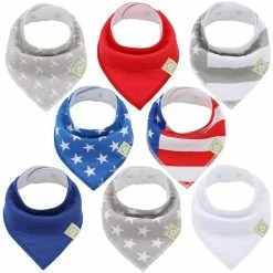 BargainJunkie KeaBabies 8 Pack Of Organic Cotton Bandana Bibs, US Of A