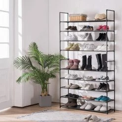 BargainJunkie 10 Tier Shoe Rack, Black