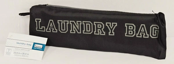 BargainJunkie Homz Compact Laundry Bag With Zippered Pouch, Black