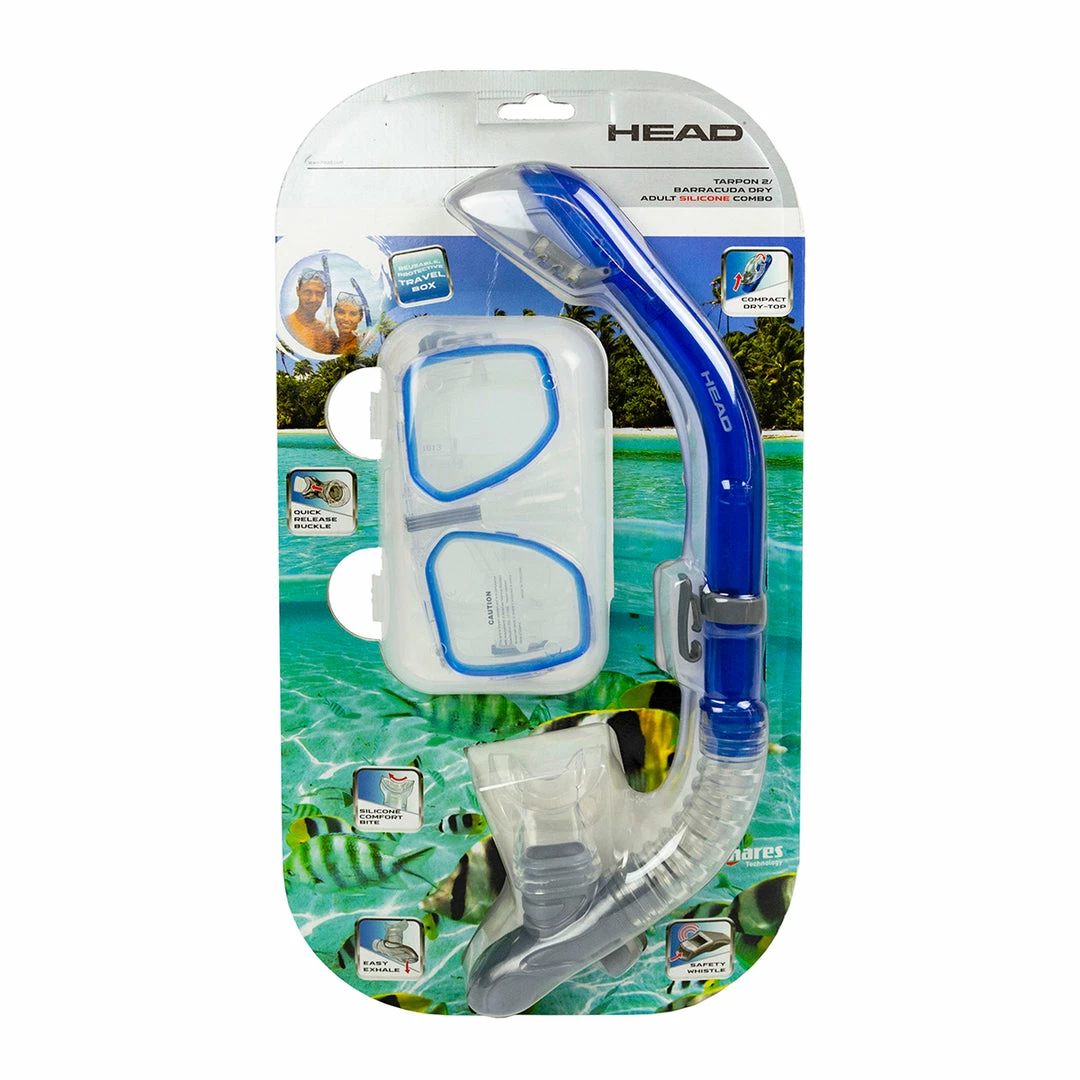 BargainJunkie HEAD Tarpon Mask And Barracuda Dry Snorkel Combo, Blue