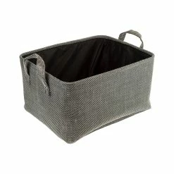 BargainJunkie Home Ease 4 Piece Deluxe Fabric Storage Basket Set, Black