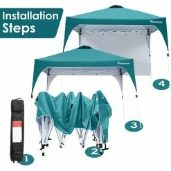 BargainJunkie Viewee Canopy Tent With Side Wall And Fixed Sand Bags New