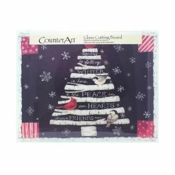 BargainJunkie New Counter Art Glass Winter Woodland Cutting Board, 12X15