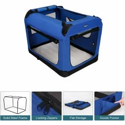 BargainJunkie New Veehoo Blue Folding Soft Dog Crate, XXL