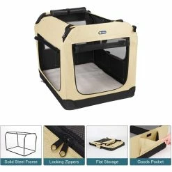 BargainJunkie Veehoo Khaki Folding Soft Dog Crate, XXL New