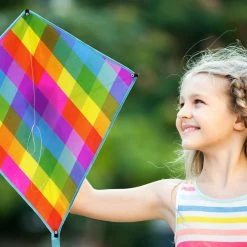 BargainJunkie New K-Roo Sports Super Rad Rainbow Plaid Diamond Kite