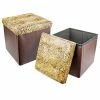 BargainJunkie 2 Pack Leopard Pattern Folding Storage Ottomans, 2pc