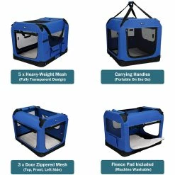 BargainJunkie New Veehoo Blue Folding Soft Dog Crate, XXL