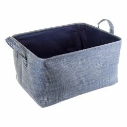 BargainJunkie Home & Garden Home Ease 4 Piece Deluxe Fabric Storage Basket Set, Blue