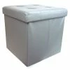 BargainJunkie Folding Storage Ottoman, Grey W/Buttons Home & Garden