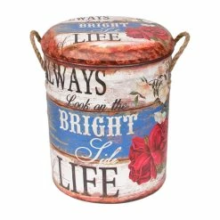 BargainJunkie 3pc Nesting Ottoman Storage Set, Always Look On The Bright Side Of Life Storage & Organization