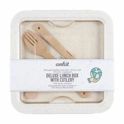 BargainJunkie Ankit Deluxe Bento Lunch Box With Cutlery, Natural New