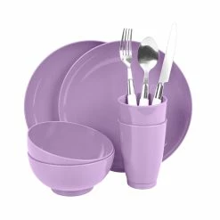BargainJunkie Roomify 9pc Microwaveable Plastic Dish Set, Purple