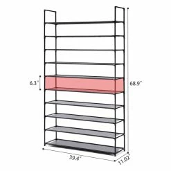 BargainJunkie 10 Tier Shoe Rack, Black