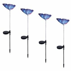 BargainJunkie New 4-Pack Solar Butterfly Stick Lights With Lighted Stems