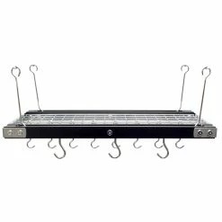 BargainJunkie New Range Kleen Rectangle Wood And Stainless Steel Hanging Pot Rack