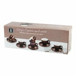 BargainJunkie Sara Moka Set Of 6 Brown Espresso Cups With Saucers
