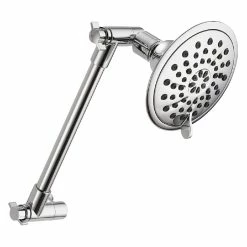 BargainJunkie Peerless 3-Setting Downpour Plus Showerhead With Adjustable Arm, Chrome, Refurbished