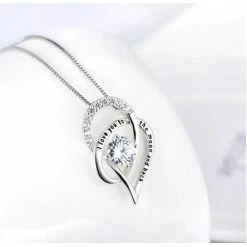 BargainJunkie 18K White Gold Swarovski Crystal "I Love You To The Moon And Back" Necklace New