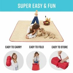 BargainJunkie Extra Large Picnic Blanket 78”x56”, Red