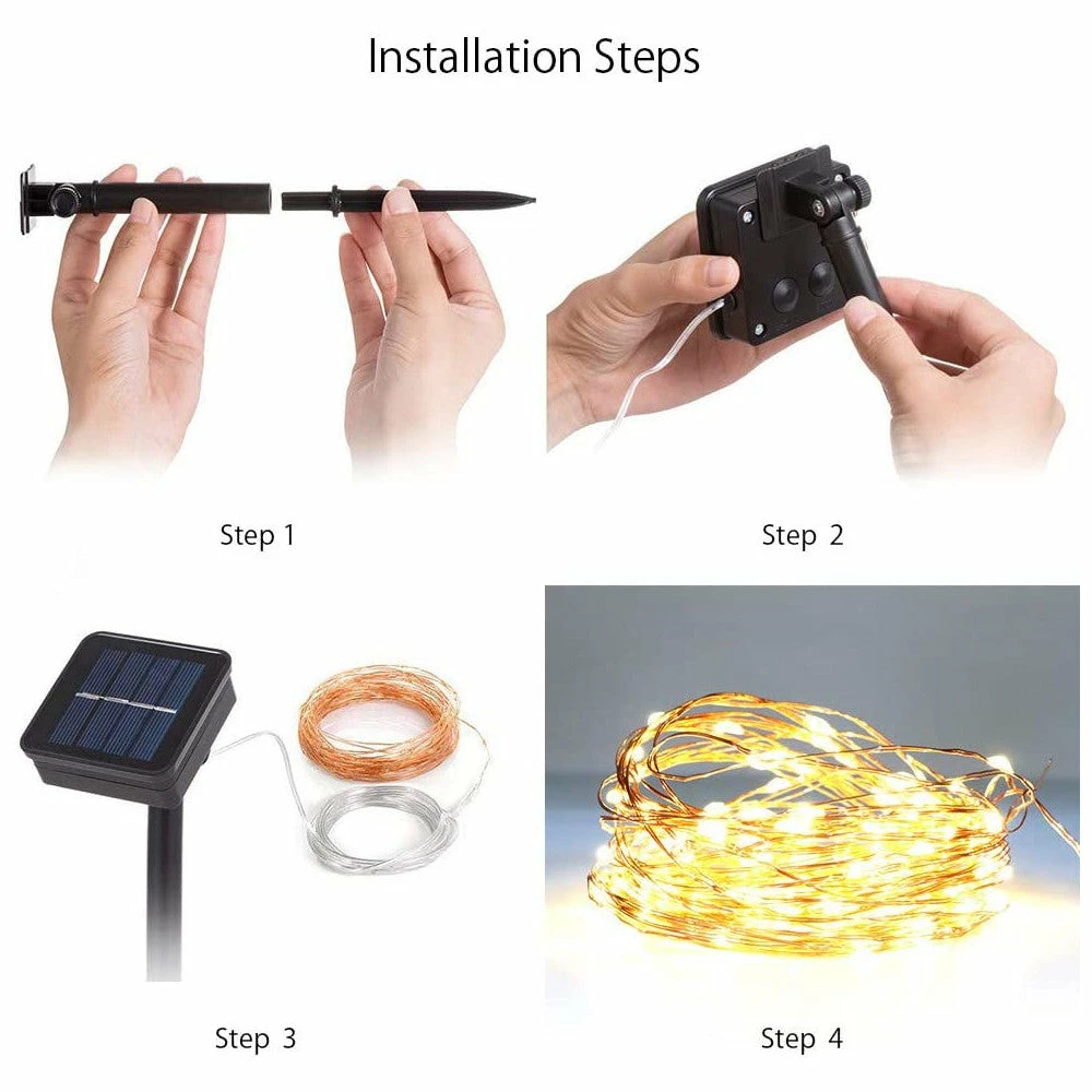 BargainJunkie 33ft Outdoor Solar String Lights, 2 Pack