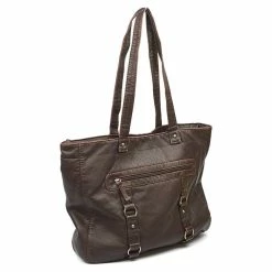 BargainJunkie Faded Glory Large Tote, Brown