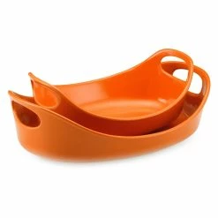 BargainJunkie Rachael Ray 2pc Bubble & Brown 1.5Qt & 2.5Qt Stoneware Set, Orange
