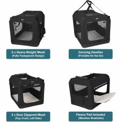 BargainJunkie New Veehoo Black Folding Soft Dog Crate, S