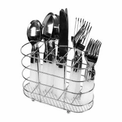 BargainJunkie Alpine Cuisine 20 Piece Flatware Set With Basket Holder