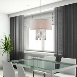 BargainJunkie New Catalina Creswell Pleated Fabric Pendant Light With Crystal Beads