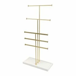 BargainJunkie New 5 Tier Jewelry Organizer, Brass