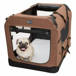 BargainJunkie Veehoo Brown Folding Soft Dog Crate, XL