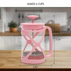 BargainJunkie Primula Tempo 6 Cup Glass French Coffee Press, Cotton Candy Pink