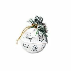 BargainJunkie 3" Metal Bell Christmas Ornament, White