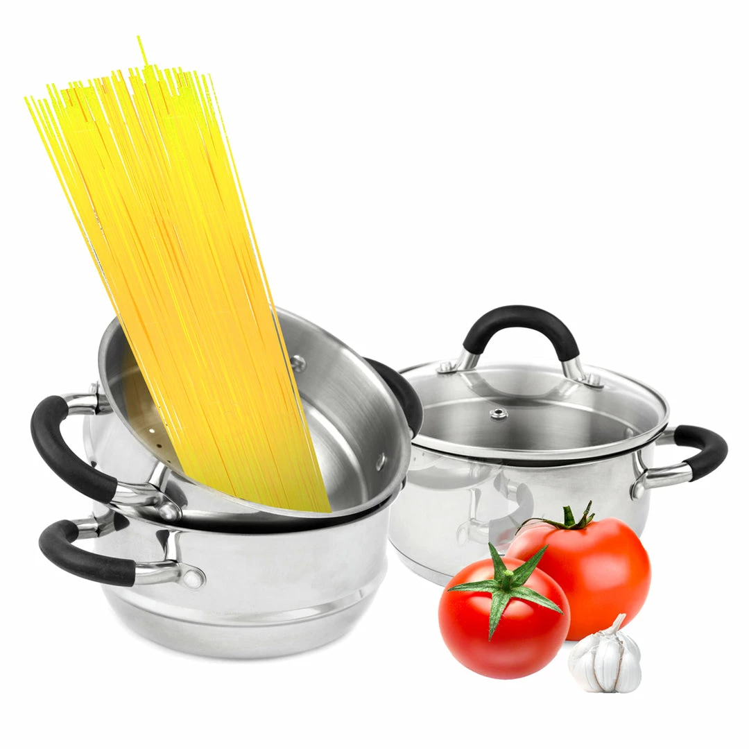 BargainJunkie Complete Cuisine 4 Pc 11x11x8" Stainless Steel Steamer Set