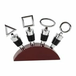 BargainJunkie Toscana 4 Piece Wine Bottle Stopper Set With Stand