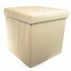 BargainJunkie Home & Garden 14.75" Folding Storage Ottoman Taupe W/Buttons