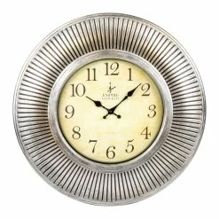 BargainJunkie Empire 22 Inch Brushed Nickel Decorative Wall Clock, Brushed Nickel New
