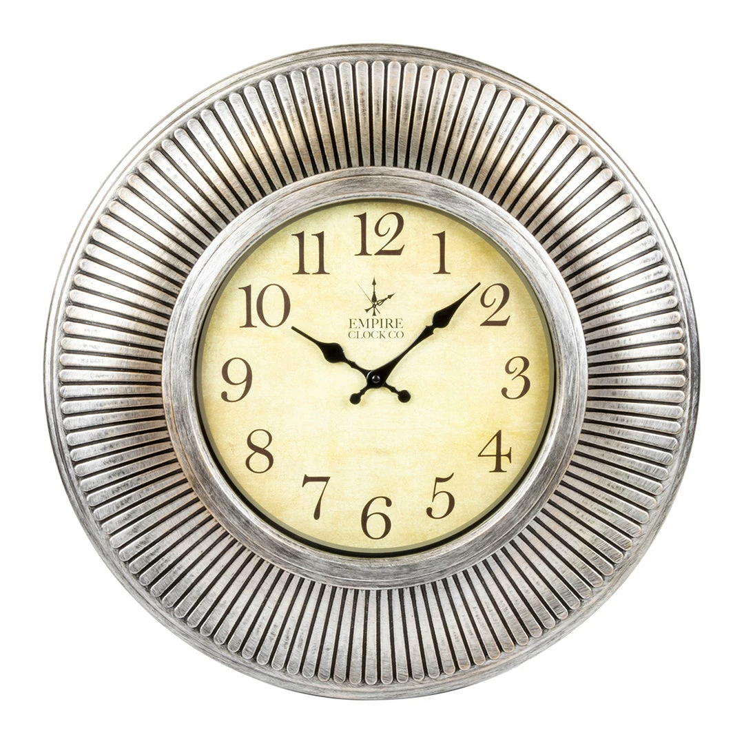 BargainJunkie Empire 22 Inch Brushed Nickel Decorative Wall Clock, Brushed Nickel New