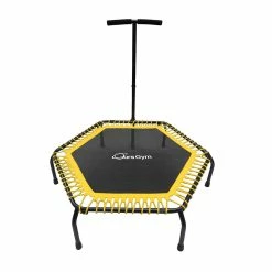 BargainJunkie OursGym Indoor Fitness Trampoline With Adjustable Handrail Bar, Yellow New