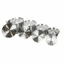 BargainJunkie Kitchen 12-PC Aluminum Stock Pot Set With Steamers And Lids