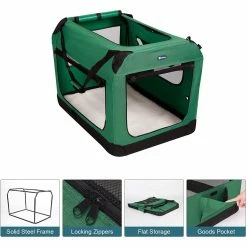 BargainJunkie Veehoo Green Folding Soft Dog Crate, XXXL