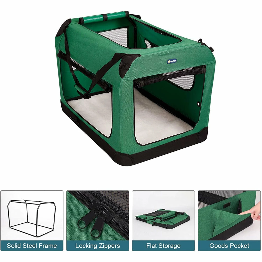 BargainJunkie Veehoo Green Folding Soft Dog Crate, XXXL