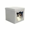BargainJunkie New Cupets Cat House Ottoman, Gray