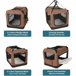 BargainJunkie Veehoo Brown Folding Soft Dog Crate, S New