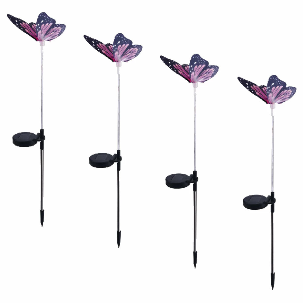 BargainJunkie New 4-Pack Solar Butterfly Stick Lights With Lighted Stems