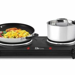 BargainJunkie Elite Cuisine Double Electric Burner, Refurbished Kitchen