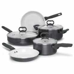 BargainJunkie Ecolution Bliss Hydro Ceramic 8 Piece Non Stick Cookware Set, Gun Metal New