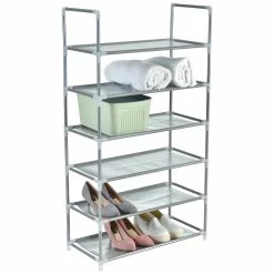 BargainJunkie Home Ease 6-Tier Compact Metal Shoe And Storage Rack