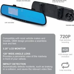 BargainJunkie New Pilot CL-3037 Rear View Mirror Dash Cam 4GB Storage Card Included